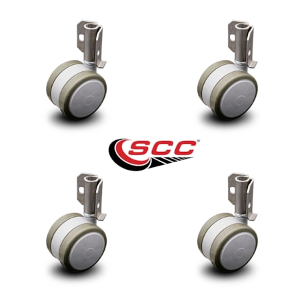 Service Caster 2.375" Gray Soft Twin Wheel Caster with Inside Mount Set SCC SCC-GR02S60-TPR-GRY-716-4-CB90-4